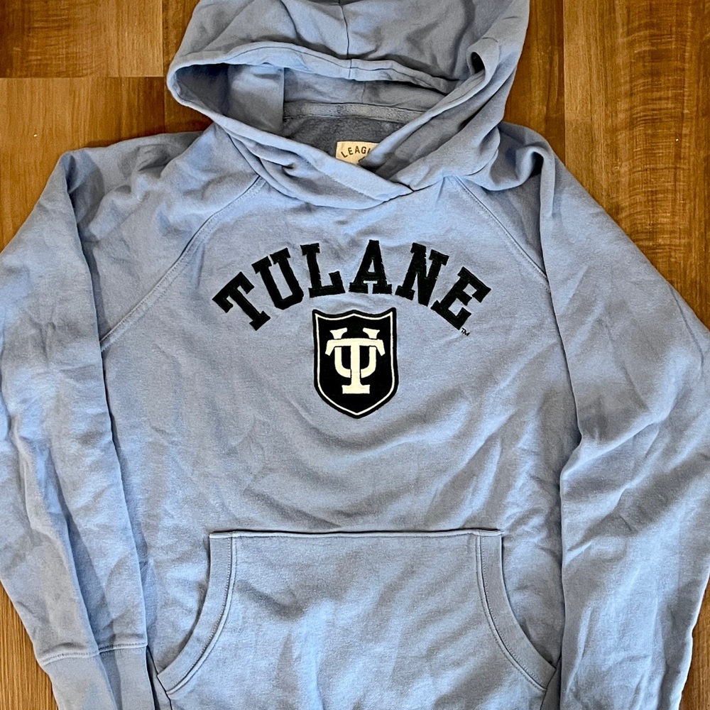League Tulane Fleece hoodie. Light blue size medium.